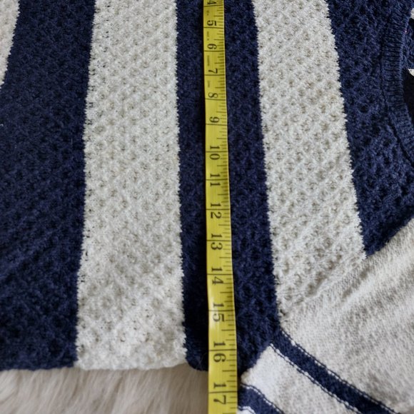 Ann Taylor Loft Women's 100% Cotton Navy Stripped Roll Up Sleeve Sweatshirt S - Picture 7 of 9